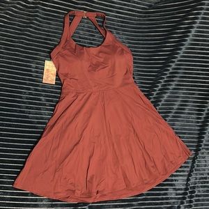 Halara Cut Out Twisted Back Halter Dress - Maroon - Size Large